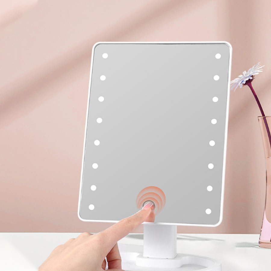 Led lamp mirror makeup mirror 360 degree rotating dressing mirror desktop 16 lamp makeup mirror 22 lamp desktop touch
