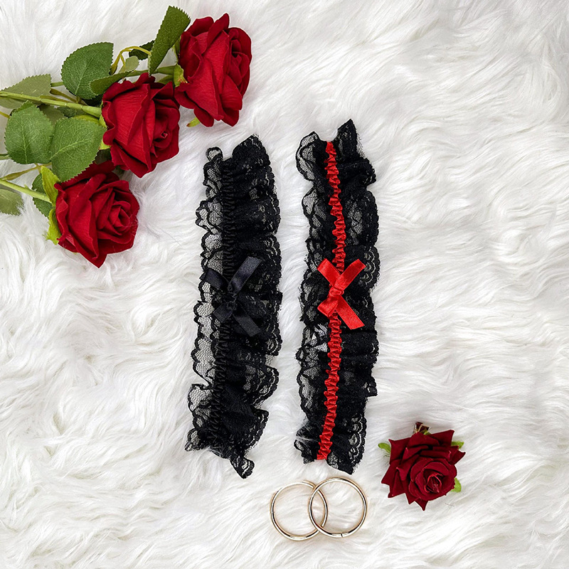 Cross-border sexy Lolita lace bow leg ring thigh accessories foot ring leg ring personality versatile leg accessories