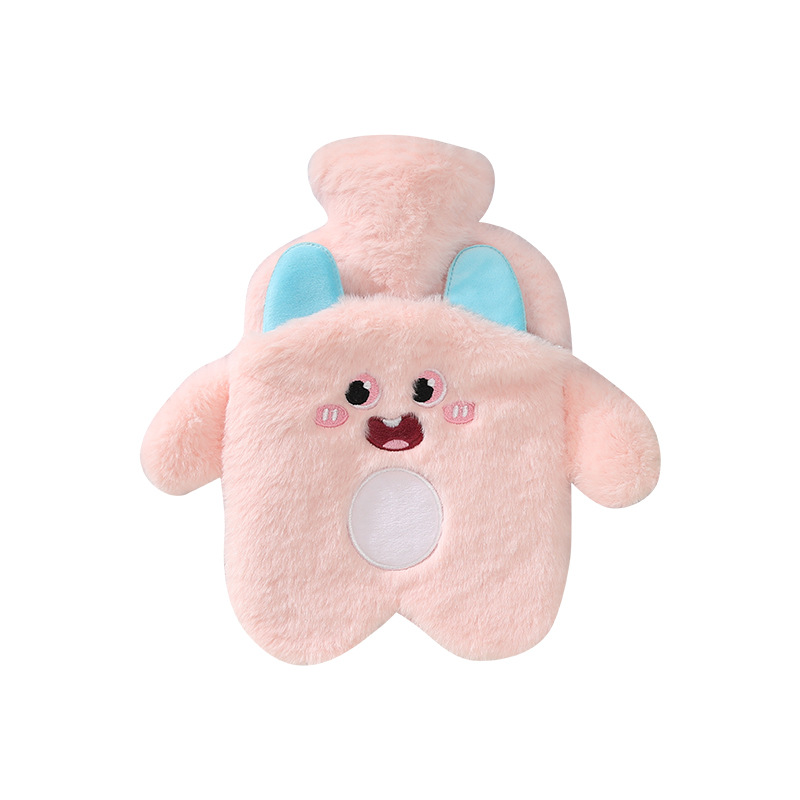 Cartoon plush water injection hand warmer size double intervention anti-rabbit fur warm water bag cloth cover single sale thickened hot water bag
