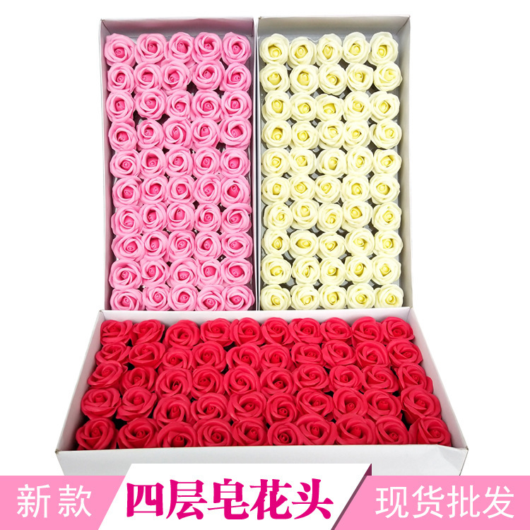 Directly from the Manufacturer, Four-Layer Soap Flower Heads, Rose Bouquet, Four-Layer Soap Flower Heads, Ready for Sale