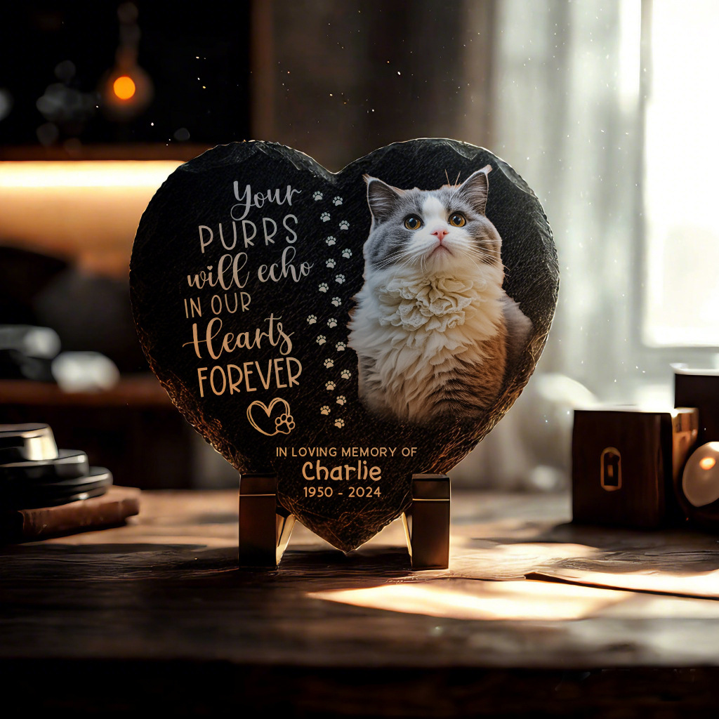Cross-border Pet Memorial Stone Statue Ornaments Slate Square Heart-shaped Tombstone Puppy Cat Pod