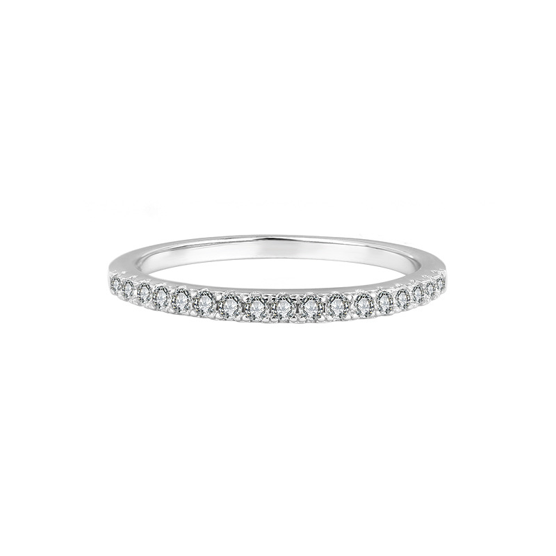 S925 Sterling Silver Row Ring Mosan Diamond Ring Women's Stacked Simple Tail Ring Couple Ring Wholesale Direct Selling