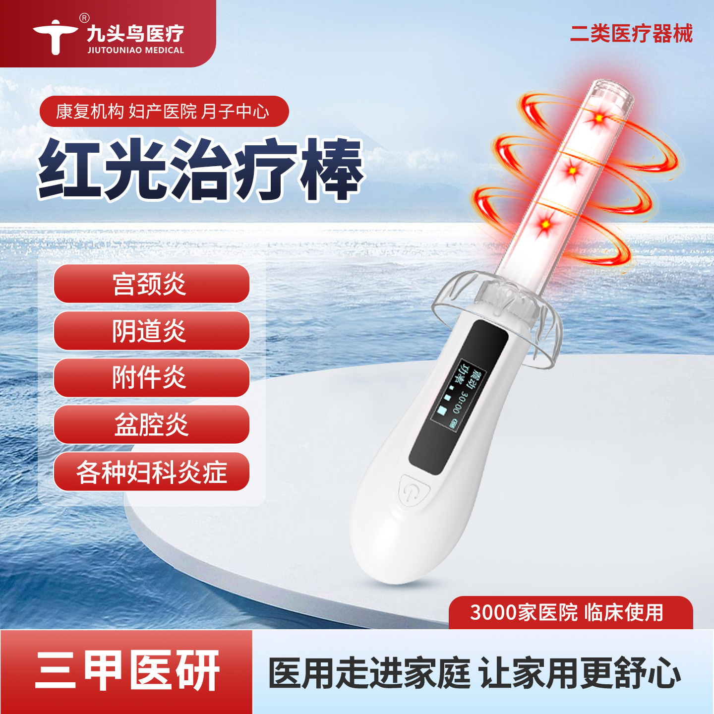 Прибор Nine-Headed Bird для лечения воспалительных заболеваний в гинекологии, красный свет для терапии шейки матки и мышц тазового дна