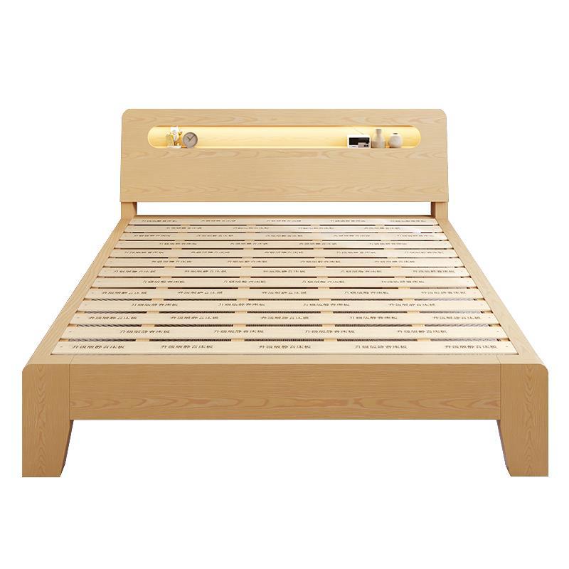 Solid Wooden Bed Home Bedroom 1.5 m Plate Double Bed 1.8 m Single Bed Frame for Northern European Style Rental House 1.2m