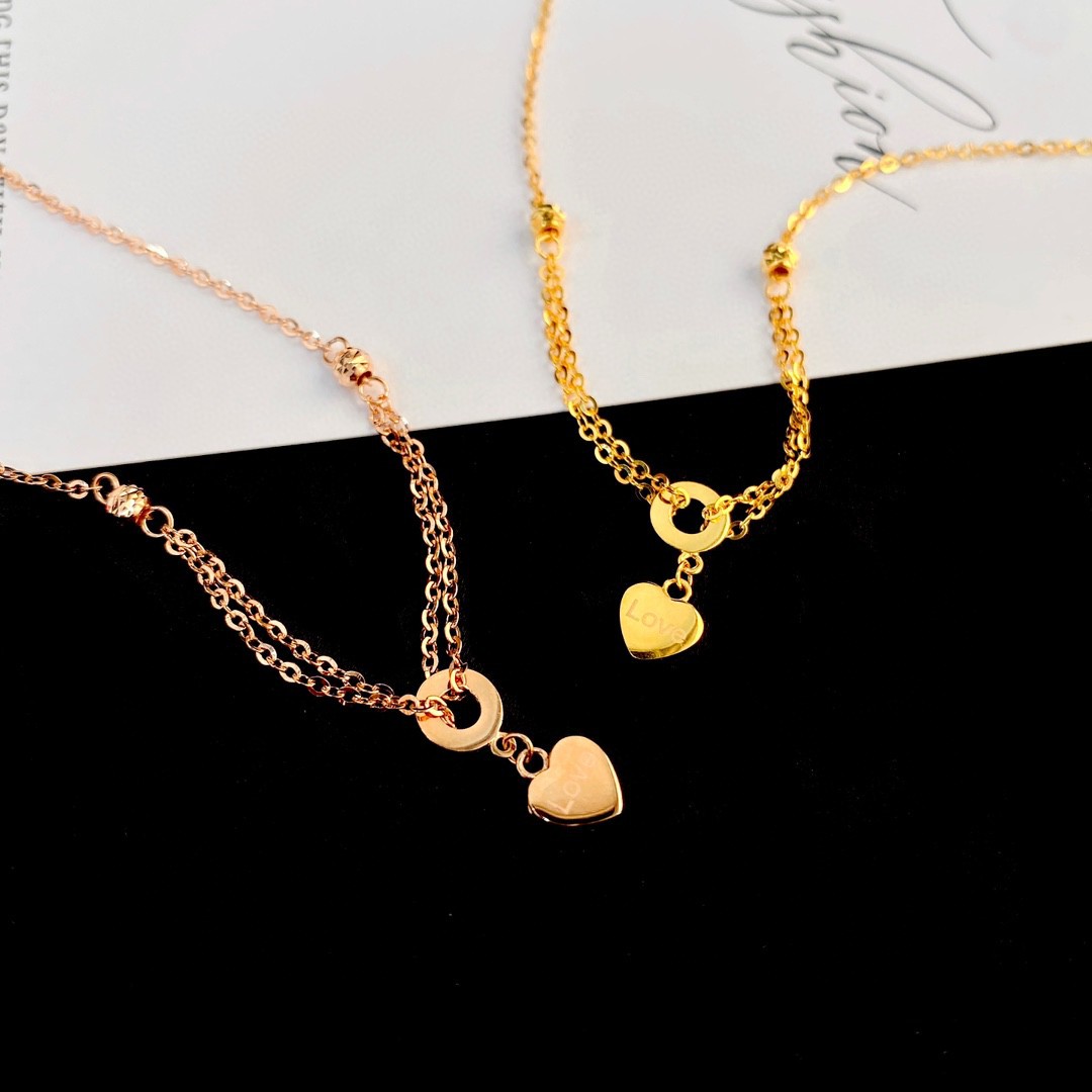 New Love Pendant Anklet K Gold Jewelry Light Luxury 18K Gold Chain Casual Heart Shaped Anklet Women's Jewelry Wholesale
