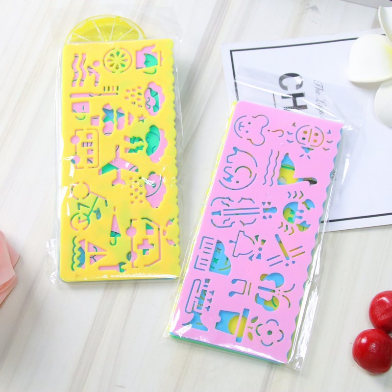 Многофункциональная линейка для детей, креативные канцелярские принадлежности, милая линейка для рисования, набор для практики рисования