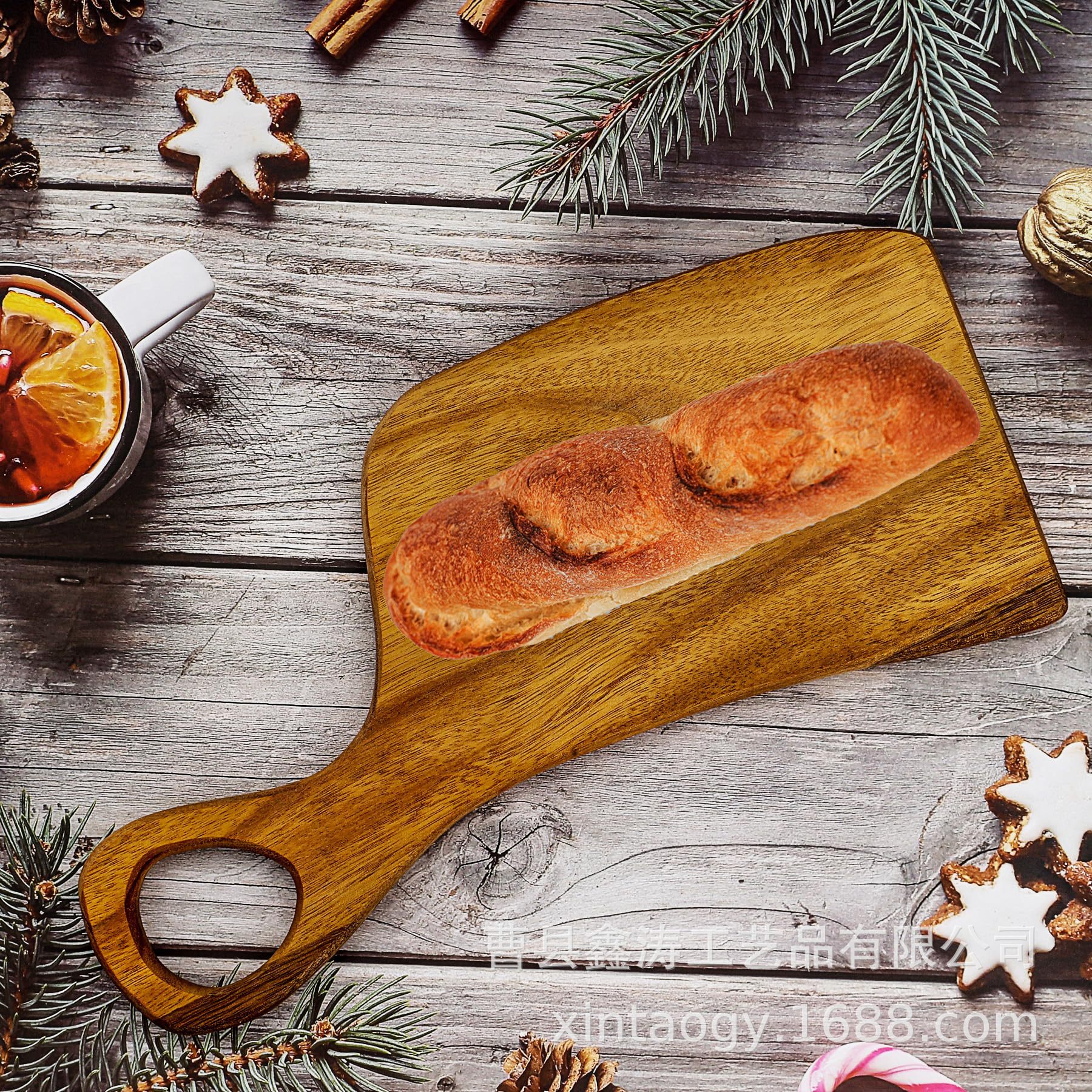 In-Stock Solid Wood Couple Tray with Handle, Kitchen Cutting Board, Food Preparation Board, Fruit Board, Wooden Steak and Bread Board