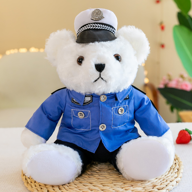 Police Bear Fire Bear Doll Teddy Bear Nurse Stuffed Doll Gift for Friends Printed Logo