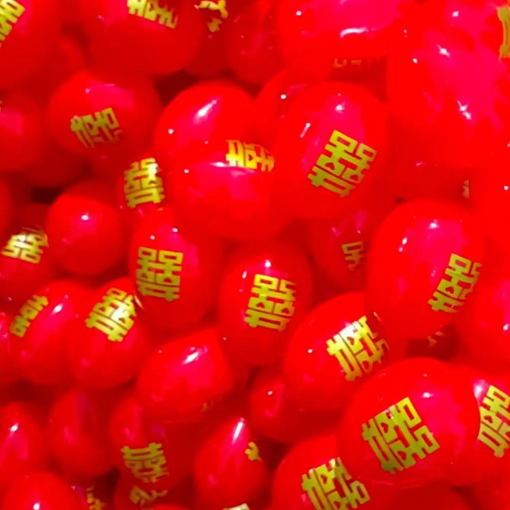 Wholesale Wedding Supplies Festive Double Happiness Red Eggshell Baby Birth Birthday Full Moon Plastic Eggshell Collection