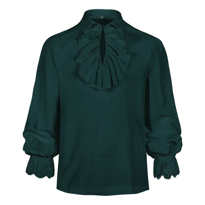 Foreign Trade New European Size Men's Long-Sleeved Shirt Steampunk Ruffled Medieval Halloween Costume