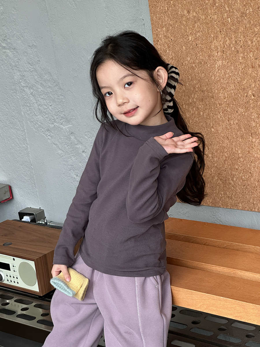 Aimobeibei Boys and Girls Korean Style Versatile Skin-Friendly Non-Irritating High-Elasticity Warm Wool Stretchy Mid-Collar Base Layer Shirt