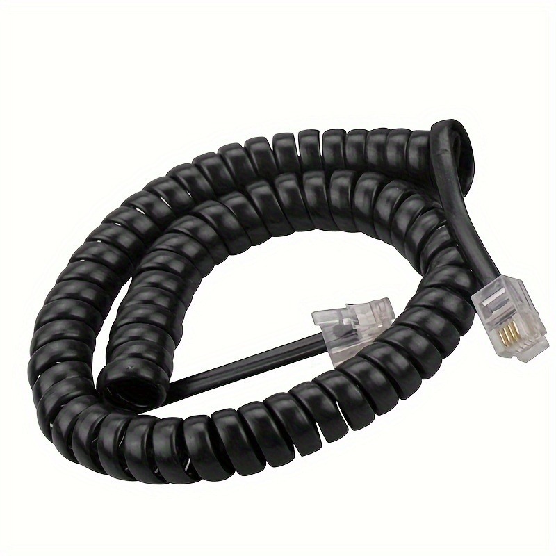 Manufacturer Wholesale White 4-Core 6P4C Telephone Handset Curve Landline Spring Line Home Answering Line Telescopic Line