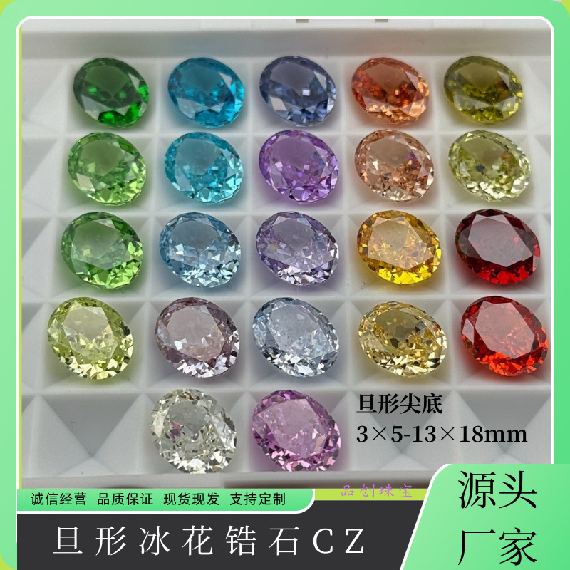 Камень среза ледяного цветного циркония в кольце и подвеске оптом