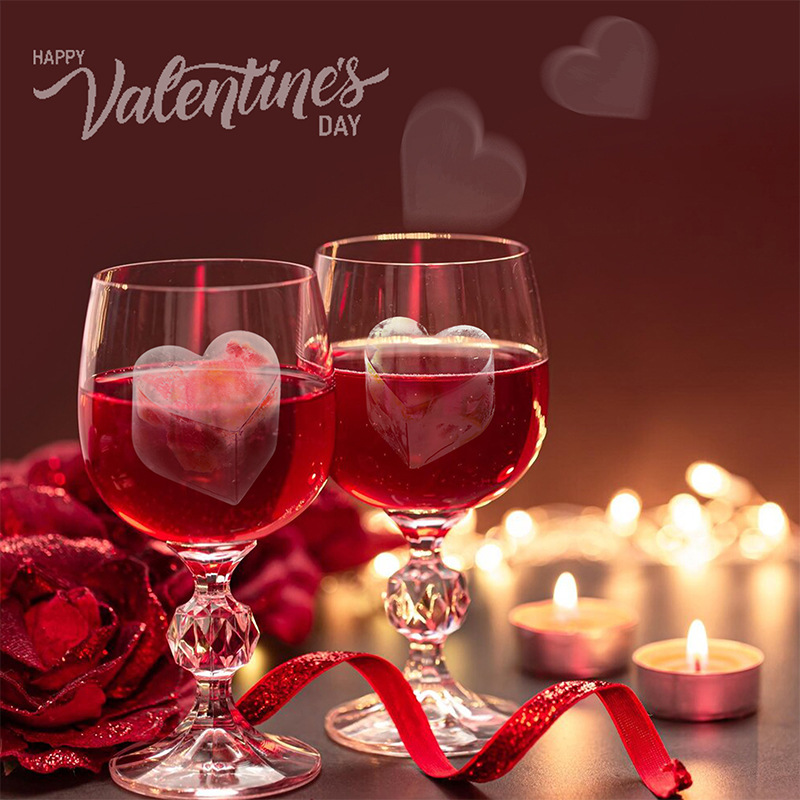 Fcm Certified Heart-Shaped Silicone Ice Tray Mold Ice Cube Film 10 Grids Heart Ice Tray Film Easy to Release Soft Silicone