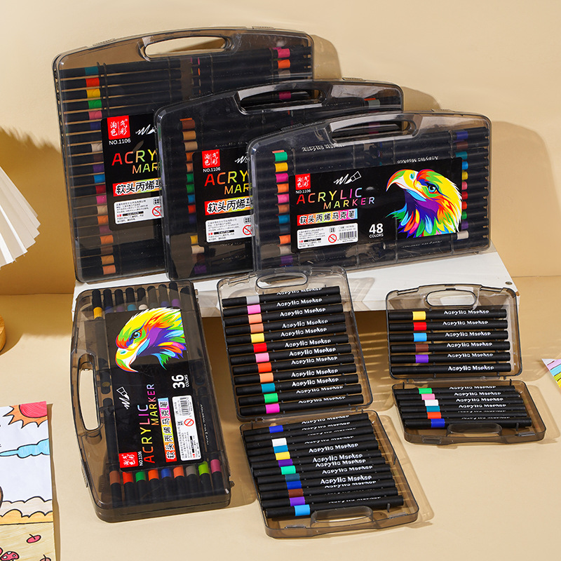 Маленькая черная коробка, мягкий акриловый маркер для учеников начальной школы, непрозрачные цвета, штабелируемые, детские акварельные маркеры для DIY