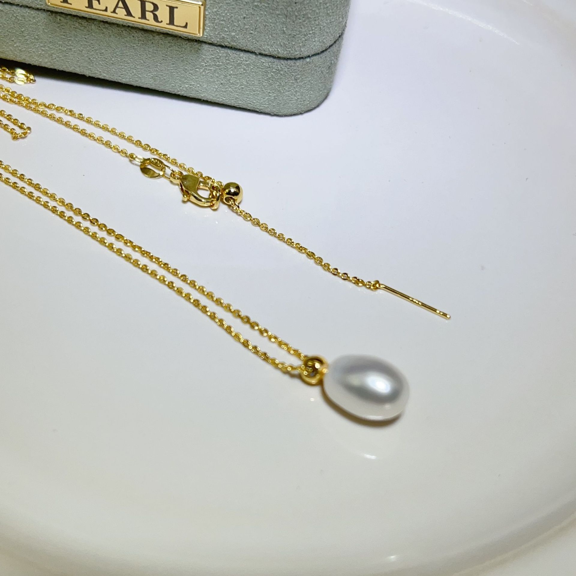 18K Gold Ins French Style Retro Freshwater Real Pearl Necklace Women's Elegant Elegant Peas Clavicle Chain Draisable