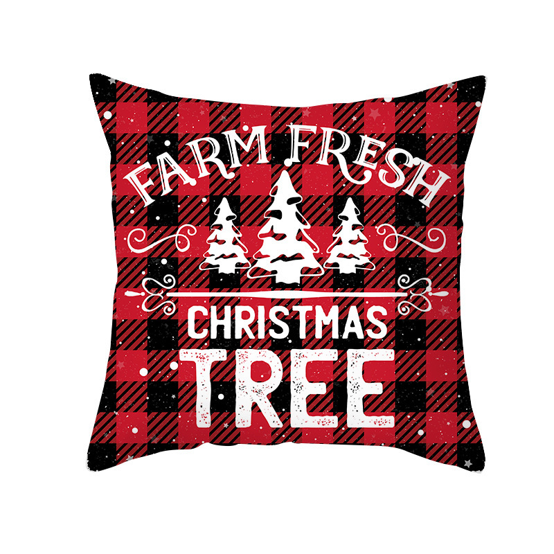2024 New Red Plaid Christmas Pillow Case Peach Leather Sofa Cushion Cover Office Pillow Case Cross-border