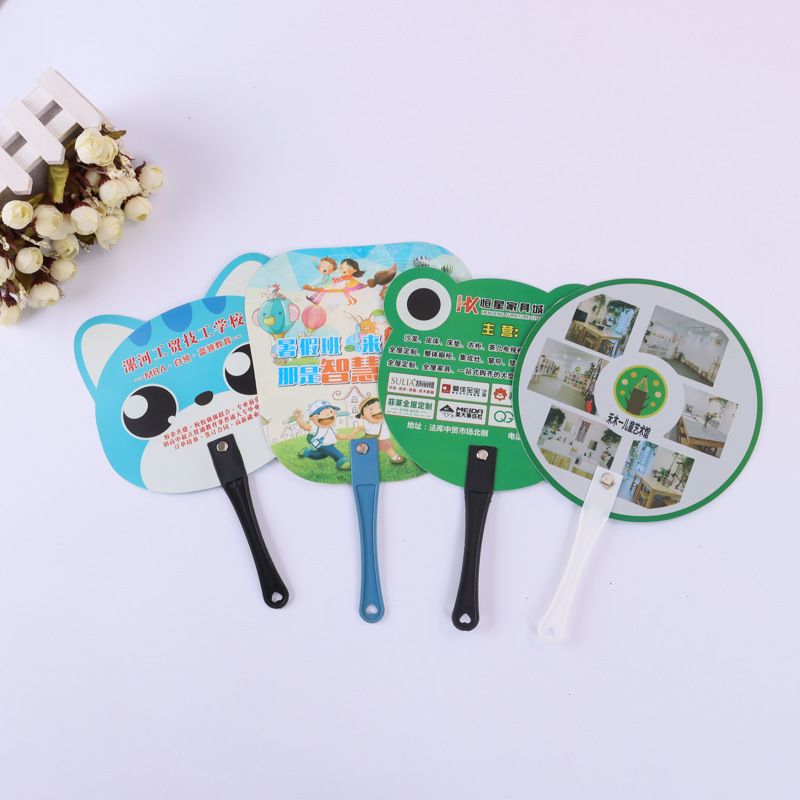 Пластиковый рекламный вентилятор с индивидуальным логотипом, промо-вентилятор, мультяшный маленький вентилятор для групповых мероприятий