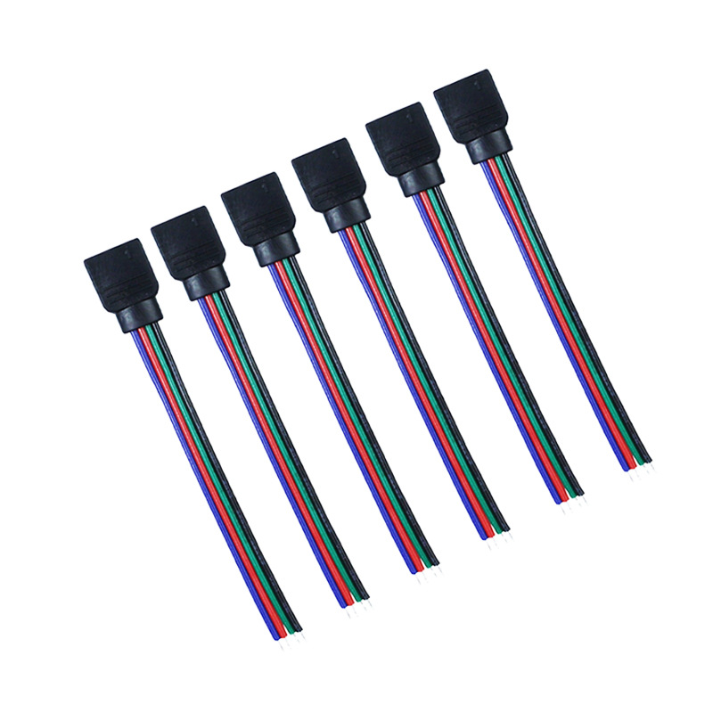Rgb Light Strip 4-Pin Female Pin Sheathed Wire 4-Pin Male Pin Sheathed Wire Rgb Single-Head Wire Light Strip Connection Wire Copper Wire Core