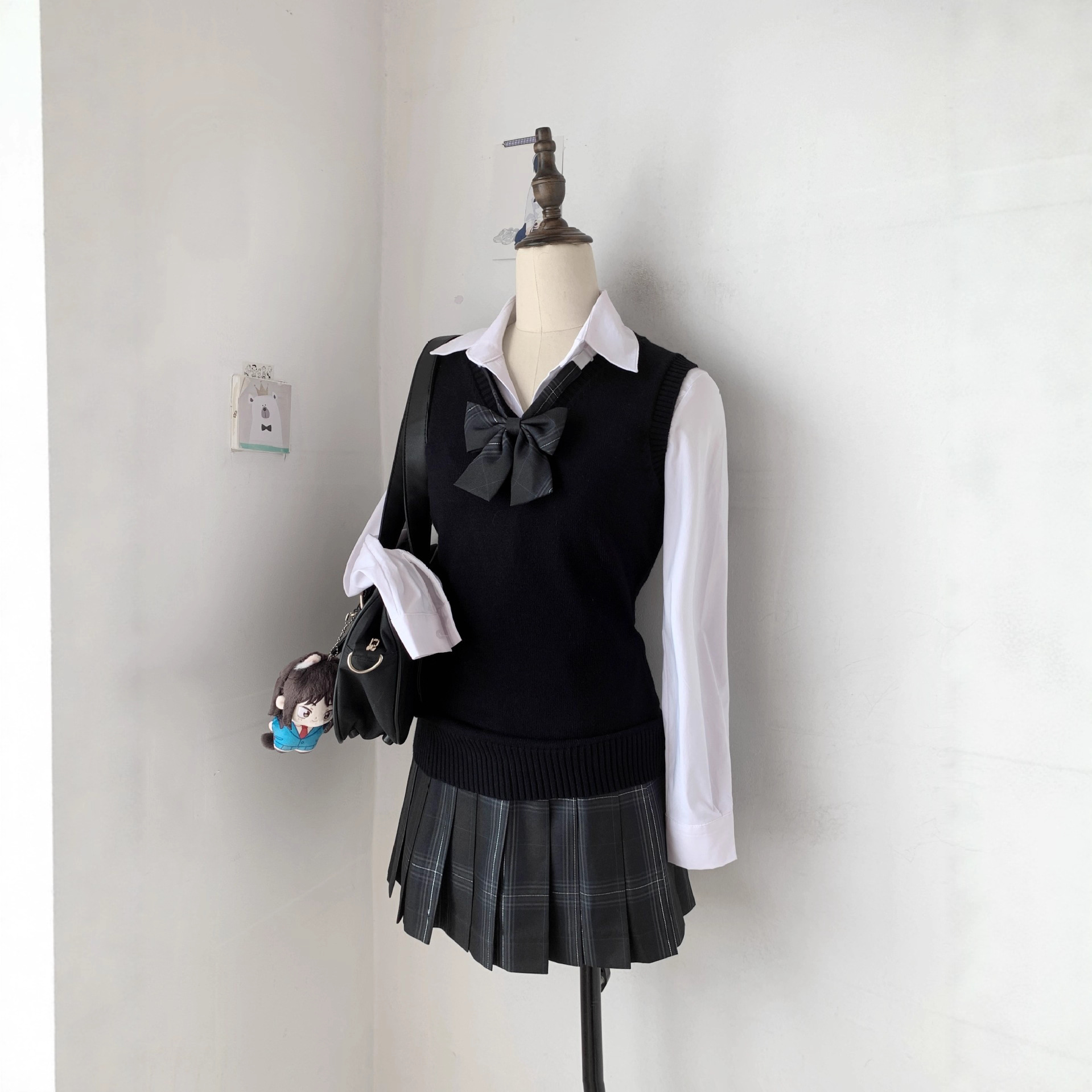 Original Jk Waist-Cinching Vest Sweater Japanese Uniform College Style Solid Color Versatile Knitwear Autumn Winter