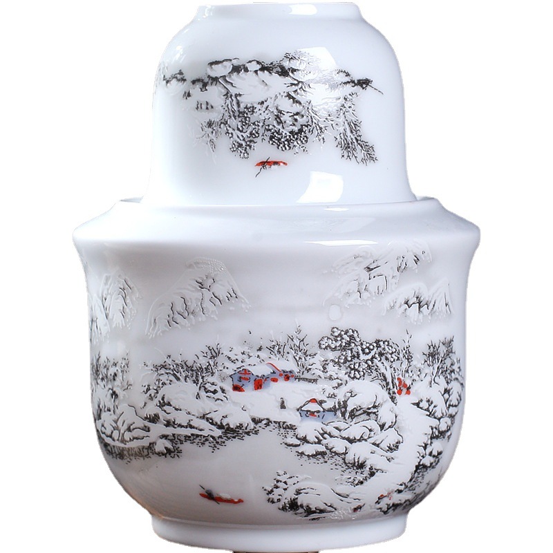 Jiulou Pavilion Jingdezhen Blue and White Ceramic Warming Hangs Chinese Ancient Style Household Wine Ironing Warming Hangs Drink Set 2