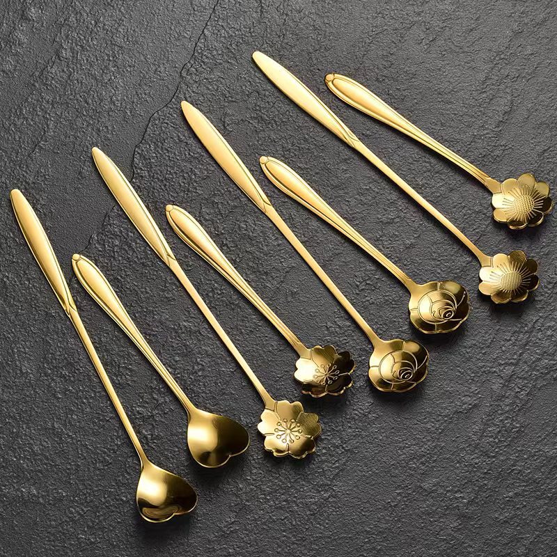 Ложка с цветами сакуры из нержавеющей стали ложка для кофе в форме сердца ложка для стакана сувенирная ложка с печатным логотипом