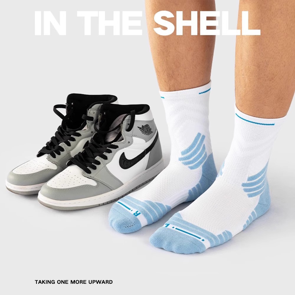 Factory Real Basketball Socks Men's Mid Length Towel Socks Thickened Sweatproof Non-Slip Elite Sports Training Solid Color Socks