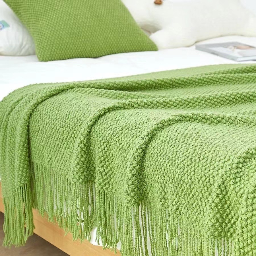 Scandinavian Pure Color Bed Flag Hotel B&B Versatile Bedside Towel Casual Decorative Blanket Cream Style Bed Towel Simple