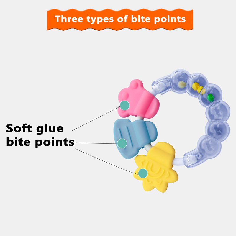 Cross-border Hot Selling Baby Rattle Teeth Gum Bite Bell Teeth Gum Baby Molar Bar Molar Fixed Teeth Rattle