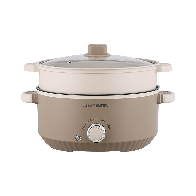 Double-Layer Electric Cooking Pot, Multi-Functional Electric Frying Pan, Integrated Non-Stick Inner Pot, Electric Hot Pot Runbaisen Rbs-24