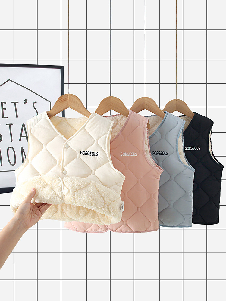 New Kidsren's down Cotton Vest for Boys and Girls in Autumn and Winter, Lightweight and Warm Vest for Inner and Outer Wear, Medium and Large Kidsren's Fleece-Lined Vest