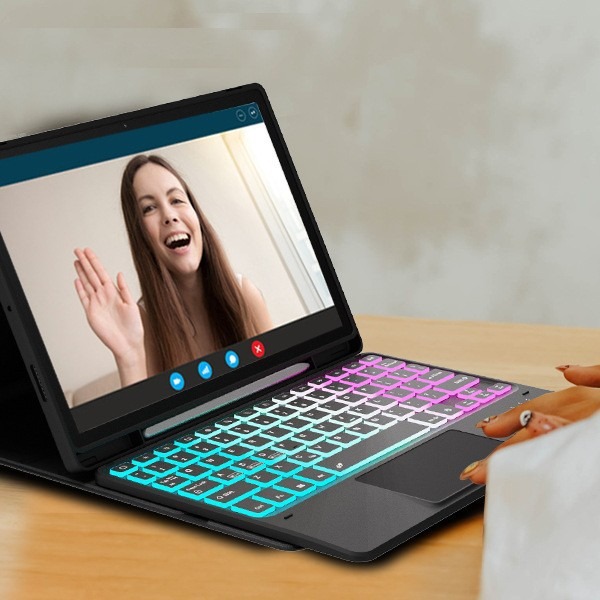 Touch Bluetooth Keyboard Suitable for Samsung Galaxy A9Plus 11inch Tablet Protective Case Black Touchpad