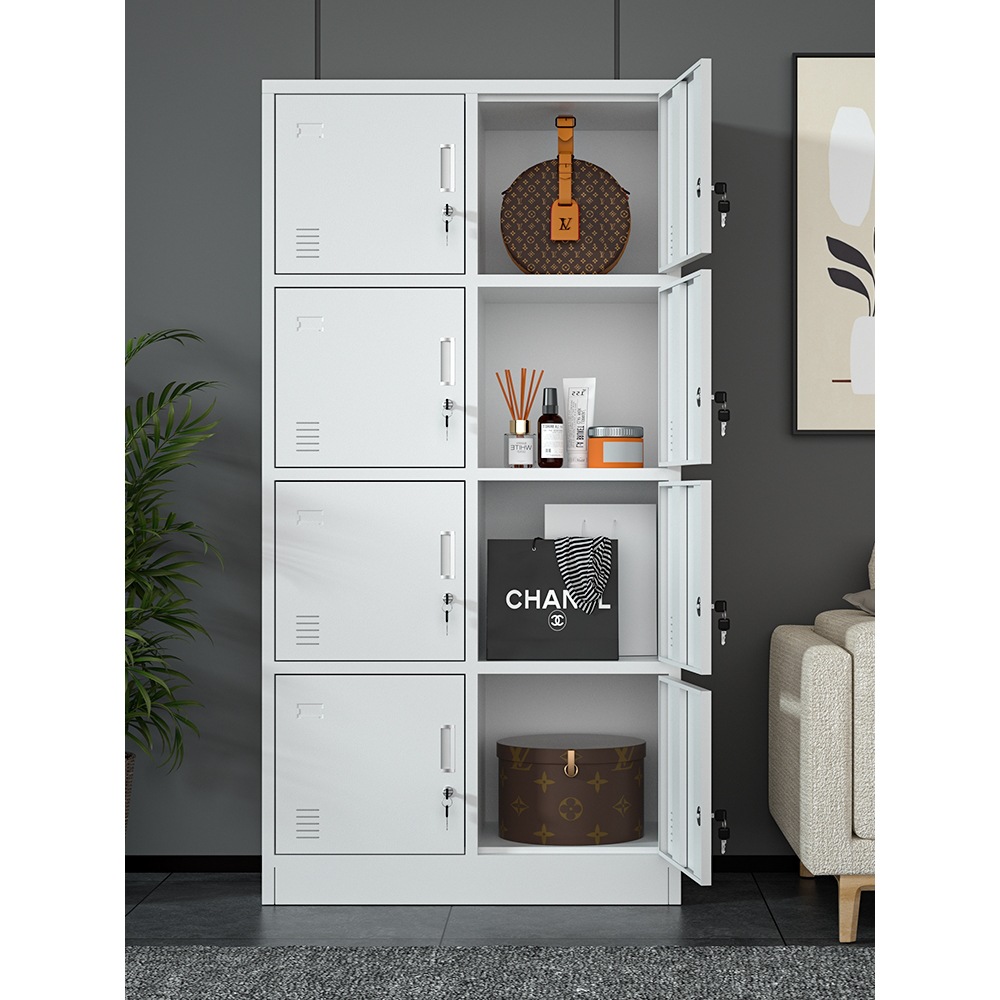 Eight-Door Locker Steel Multi-Door Employee Locker Workshop Dormitory Locker with Lock Cupboard Shoe Cabinet Bag Storage Cabinet