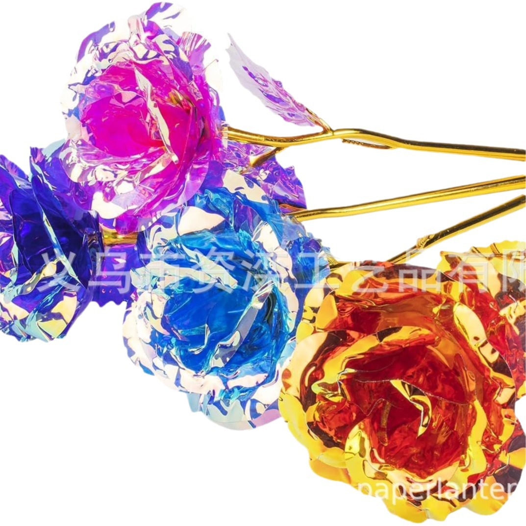 24K Color Gold Foil Rose Carnation Valentine's Day Mother's Day Girlfriend Birthday Glow Simulation Rose