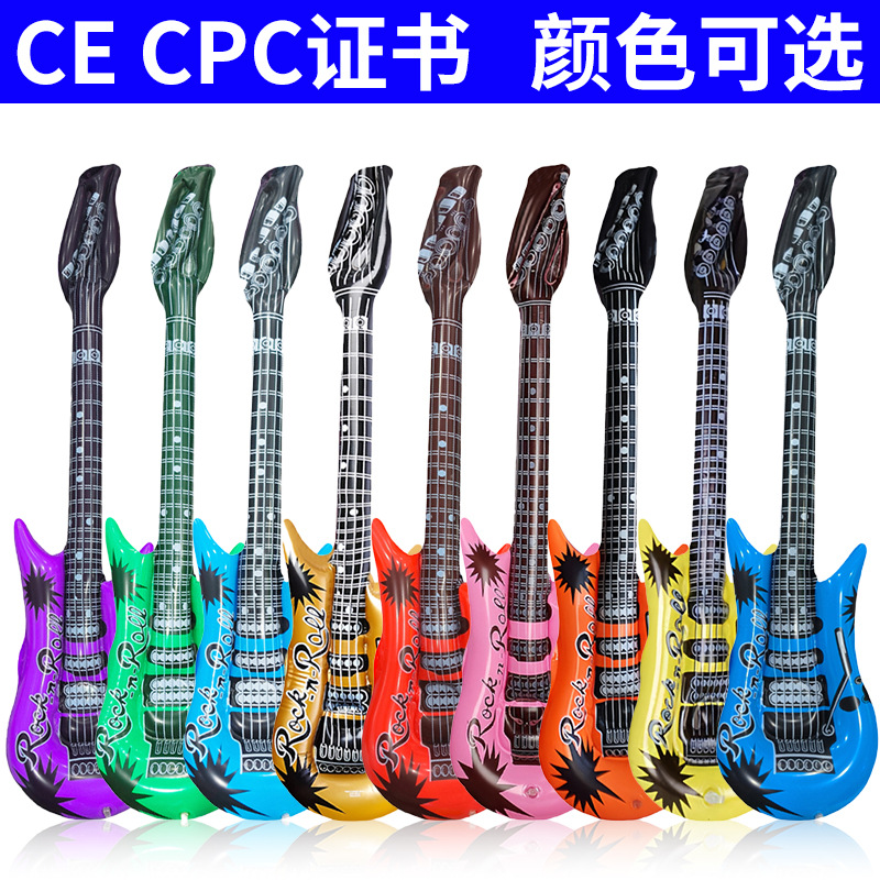 Cross-Border Environmentally Friendly Pvc Party Entertainment Stage Props Kidsren's Artificial Guitar Musical Instrument Toy Inflatable Microphone
