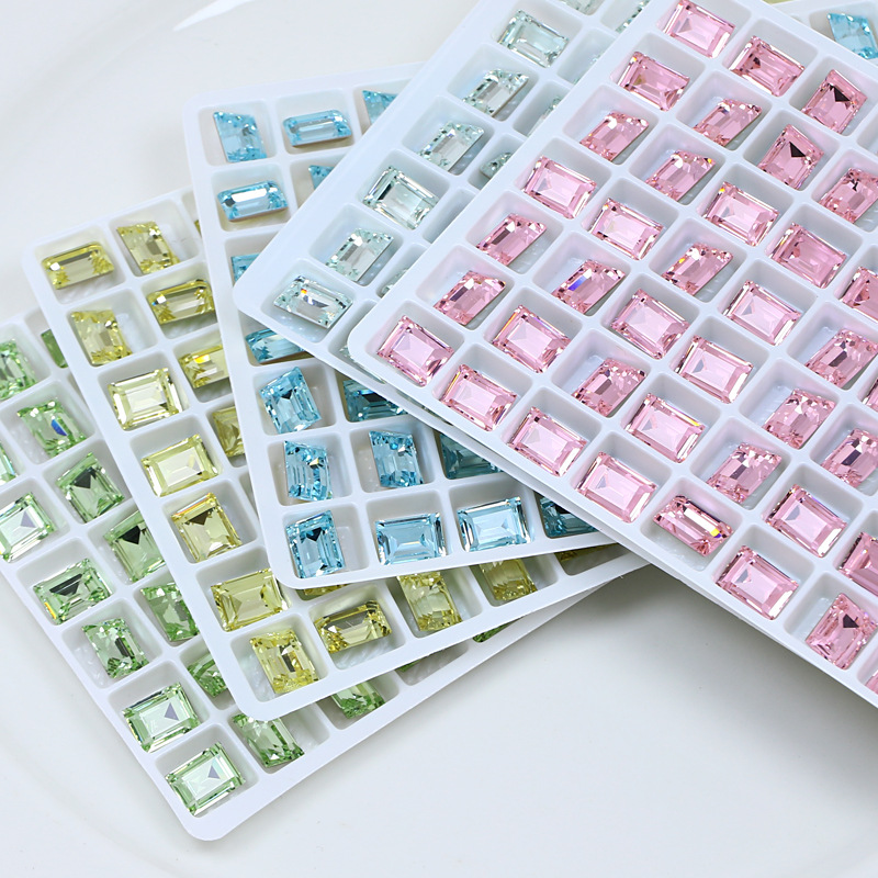 Dongzhou Crystal Candy Manicure Drill K9 Glass Drill Long Square Right Angle Pointed Bottom Drill DIY Jewelry Accessories Shake Sound Explosions