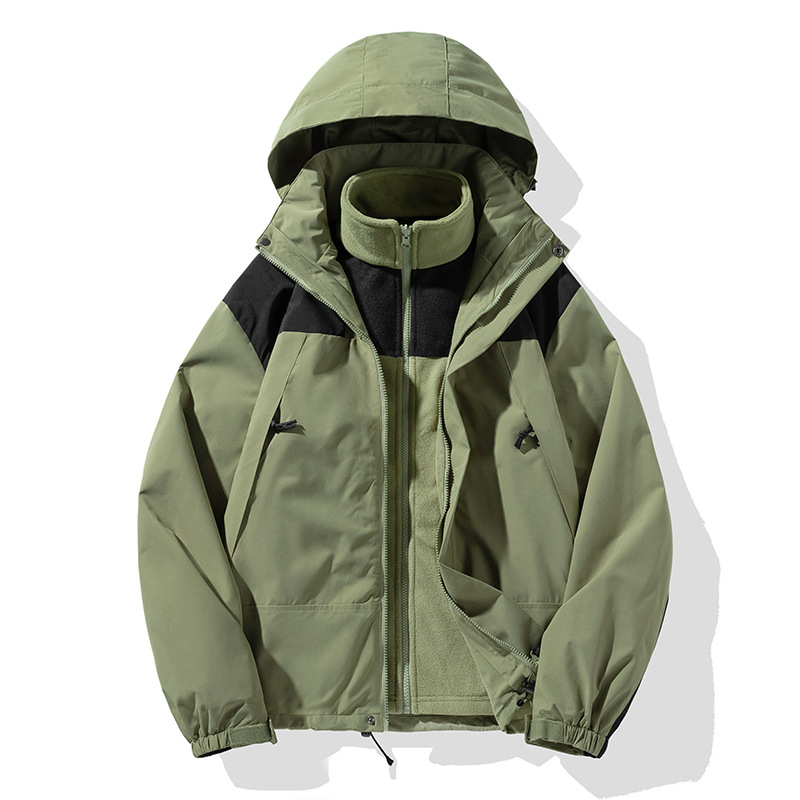 2023 autumn and winter three-in-one assault clothing for men and women with detachable padded velvet two-piece windproof waterproof mountaineering