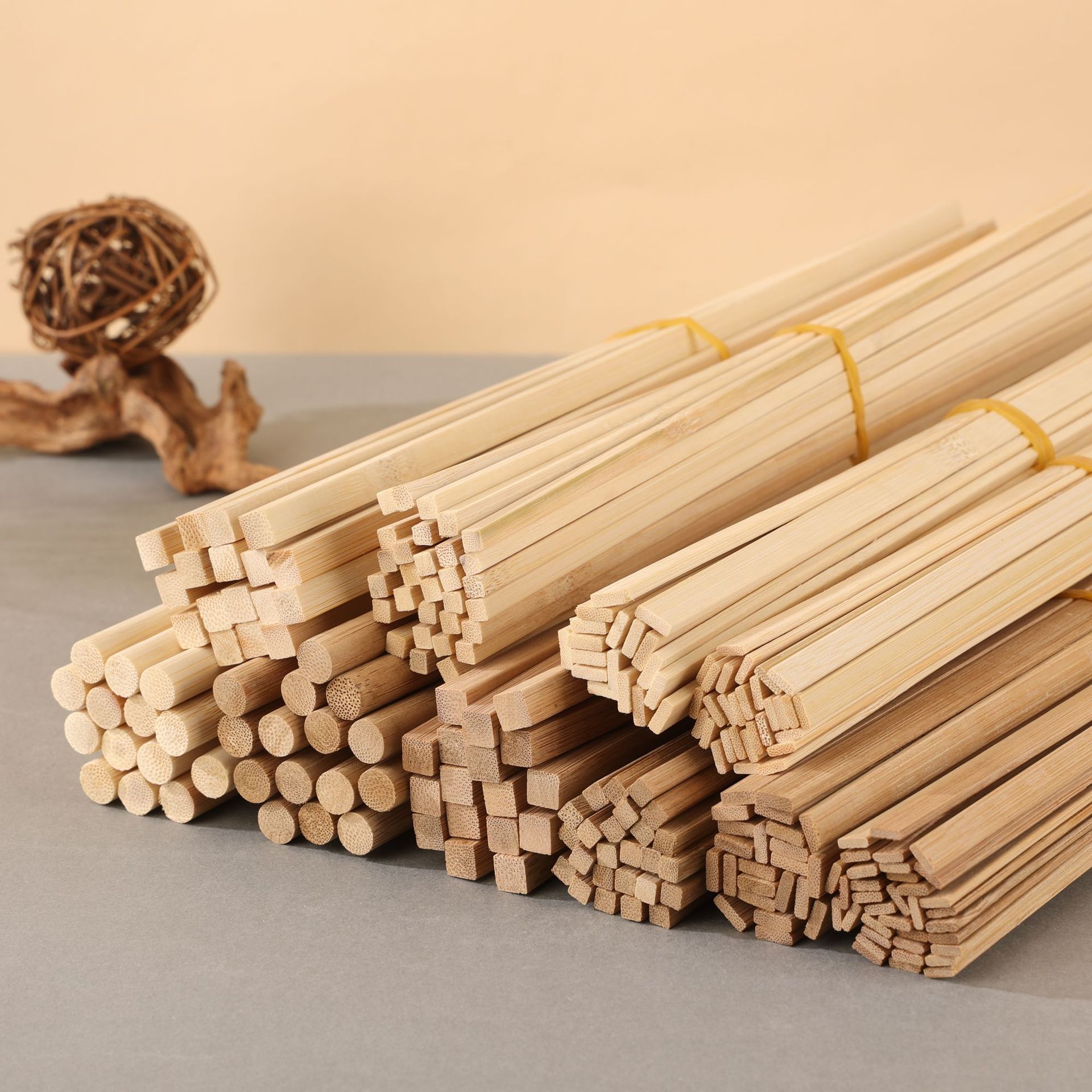 DIY Primary Color Bamboo Pieces/Primary Color Bamboo Pieces Handmade Architectural Model Stereo Composition Material Small Bamboo Round Rods Bamboo Sticks