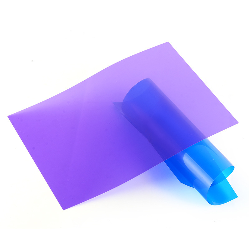 Colored cellophane transparent plastic sheet kindergarten handmade diy transparent plastic paper PVC film three primary color film A4