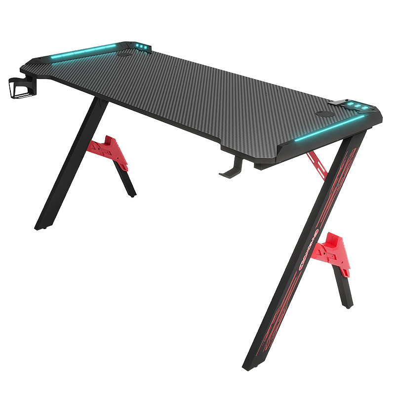 Factory carbon fiber electric competition table cross-border RGB atmosphere light home gaming desk office foreign trade computer