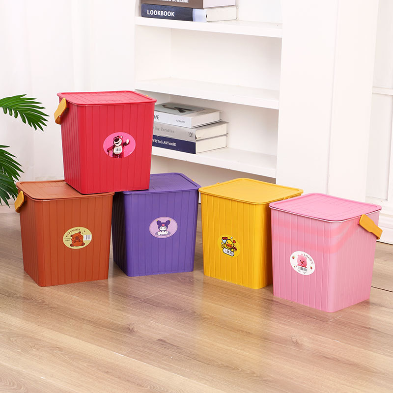 Plastic Storage Bucket with Lid, Thickened Household Square Bucket with Handle, Can Be Used as a Storage Stool, Multifunctional Bucket, Bathroom Storage Bucket