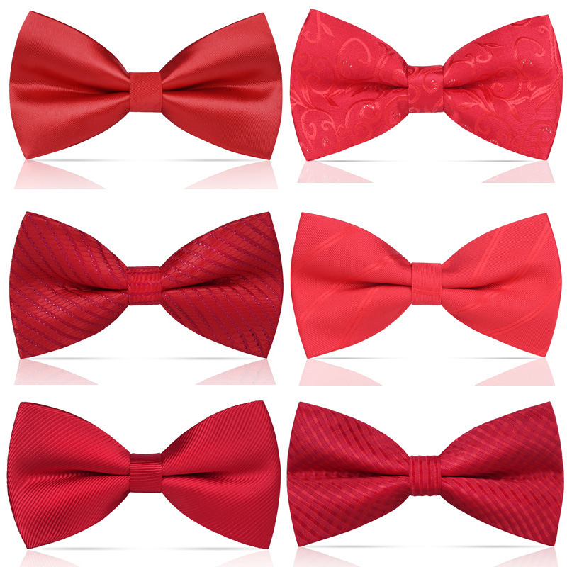 Галстук-бабочка для свадьбы с узлом, корейский стиль, для жениха и свидетелей, черный и красный