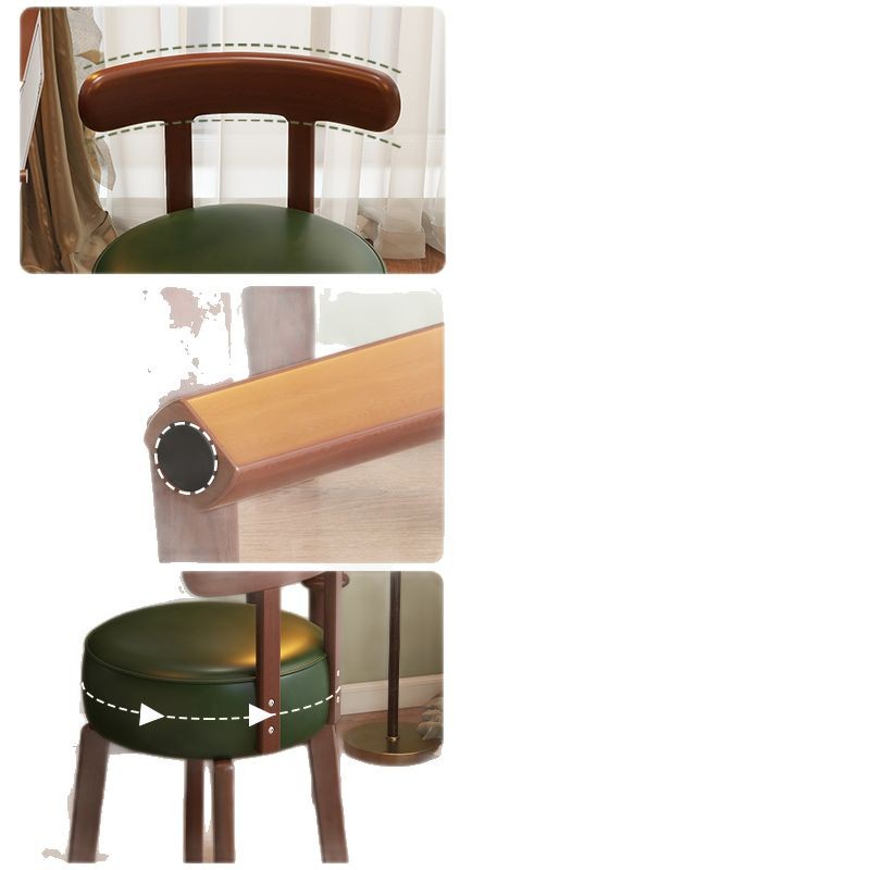 Antique Dressing Chair Solid Wood Rotatable Makeup Chair Girl's Bedroom Dressing Table Backrest Chair Vintage Stool Light Luxury