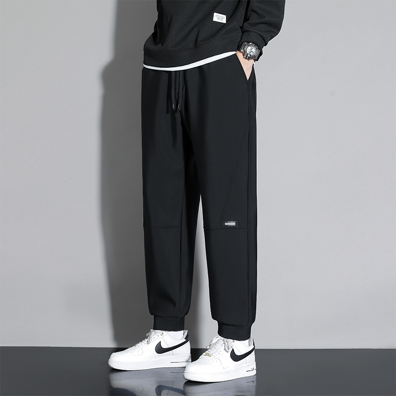 2025 New Plus Size Plus Size Men's Nylon Fabric High Elastic Sports Casual Pants Spring and Autum High Elastic Large Size