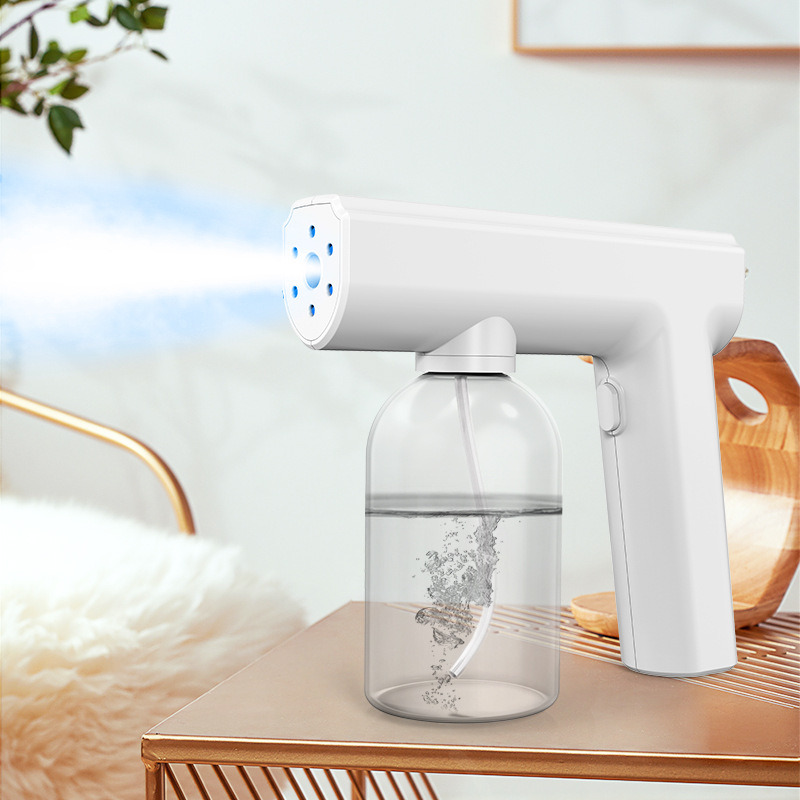 New Wireless Atomizing Disinfection Gun Rechargeable Nano Spray Electronic Household Blue Light Atomizer Sprayer