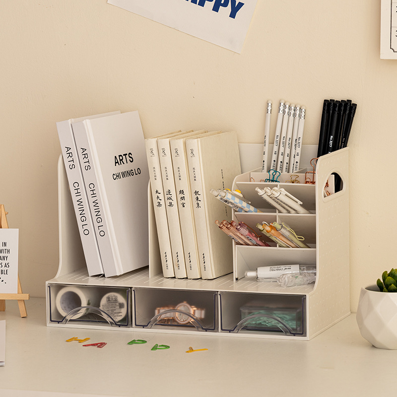 Excellent Order 965 Multi-purpose Pen Container Book Stand Student Desktop Finishing Bookshelf Office Storage Non-insert Book Stand Finishing