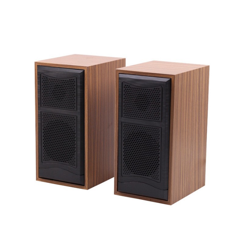 Wooden home audio computer mobile phone tablet multimedia USB portable heavy subwoofer wire control mini speaker