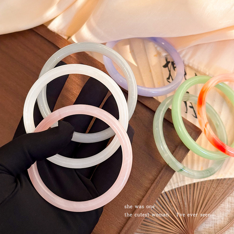 One-Step-At-A-Time Bracelet Imitation Glass Jade Bracelet Women's Jade Bracelet New Chinese Style National Style Hand Jewelry Niche Bracelet Bracelet