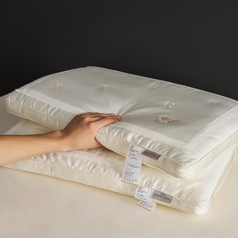 Шелковая подушка для взрослых, ультрамягкая тонкая подушка, ядро для шейного отдела позвоночника, для сна, низкая подушка, не деформируется, пара