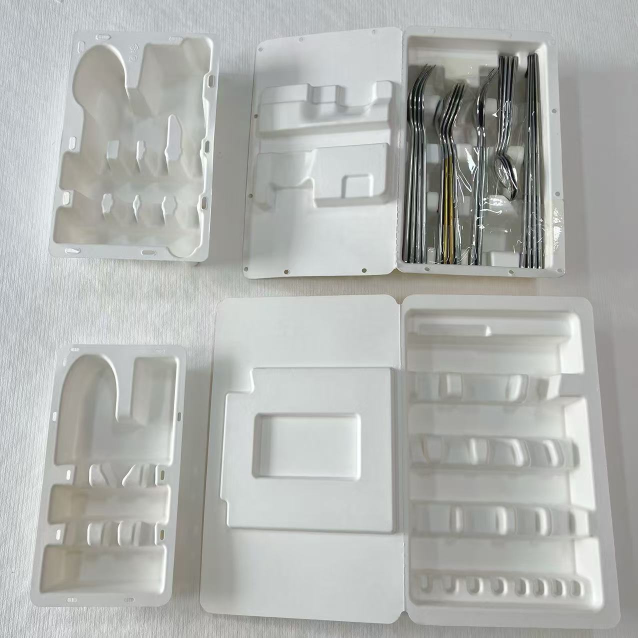 Paper Pulp Molded Tableware Box Wet-Pressed Moisture-Proof Packaging Environmentally Friendly Degradable Material Plastic Film Shock-Proof Lining Dust-Proof Paper Tray